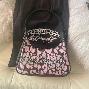 Ed Hardy by Siberia Hills Pink and Black Women's Bag